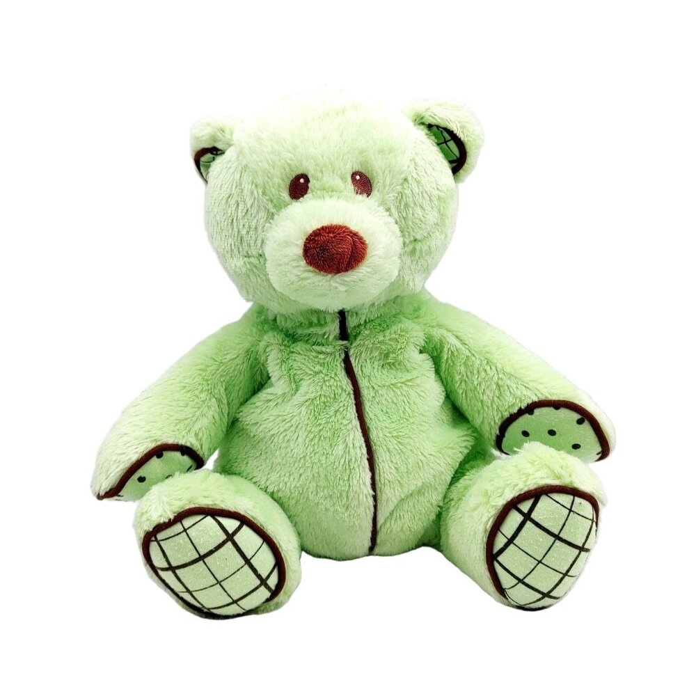 Baby Ganz Bear Plush with Rattle Chocolate Chip Bear Mint Green Brown 13" BG2232
